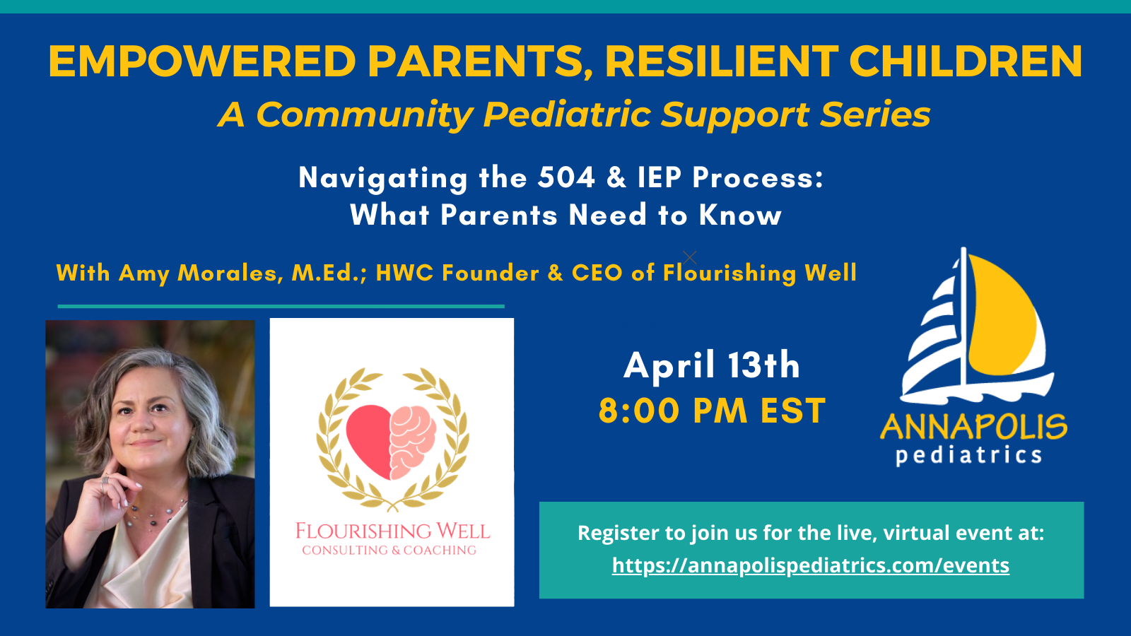 graphic for live virtual event Navigating the 504 & IEP Process What Parents Need to Know