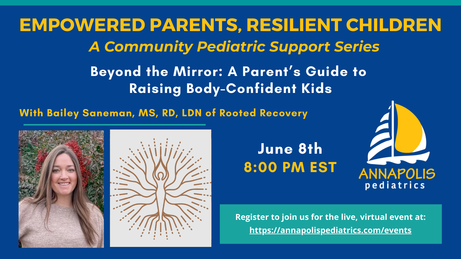 graphic for live virtual event Beyond the Mirror: A Parent’s Guide to Raising Body Confident Kids