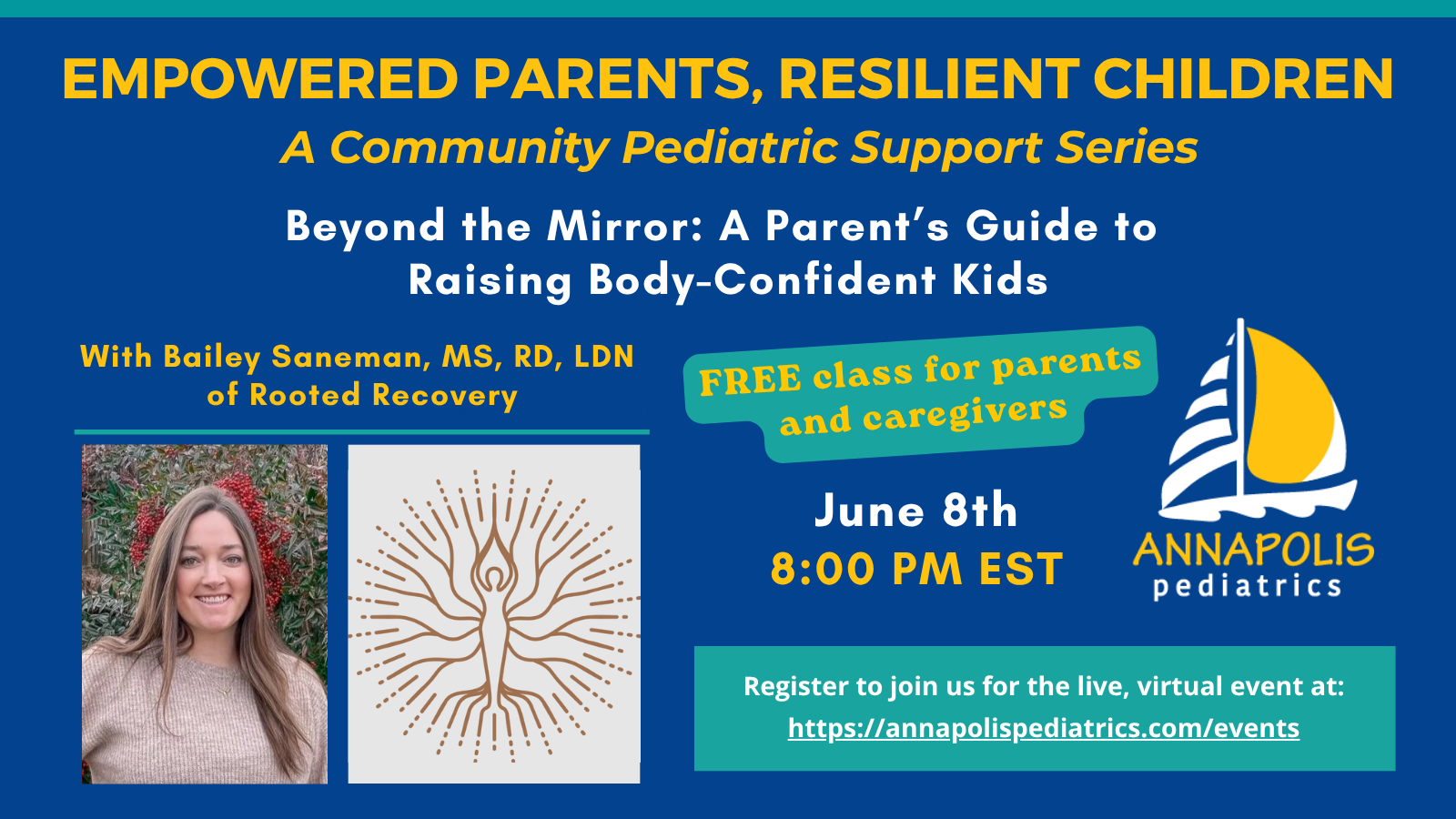 graphic for live virtual event Beyond the Mirror: A Parent’s Guide to Raising Body Confident Kids
