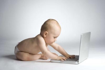 baby on computer